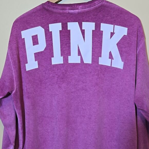 PINK Victoria's Secret Vintage Wash Long Sleeve Pocket Tee Size Large Oversized - Picture 3 of 8